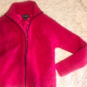 💗Vintage Venesha Angora Fuchsia Sweater Jacket💗